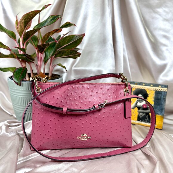 Coach Handbags - Coach Mia Crossbody – Ostrich-Embossed Leather in Pink (Style No. F76644)
